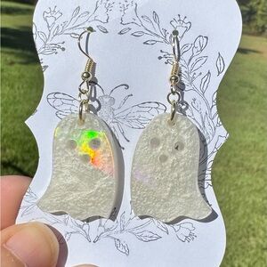 Ghost Shaped Earrings with Iridescent Accents